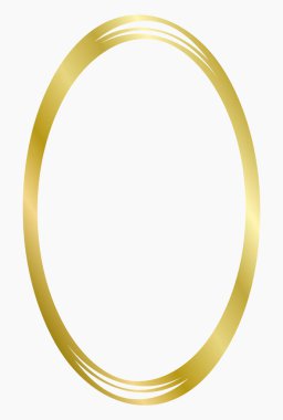 Altın metal oval çerçeve beyaza izole edilmiş. Fotoğraf için vektör çerçevesi. Metin, sertifika, resim, diploma çerçevesi