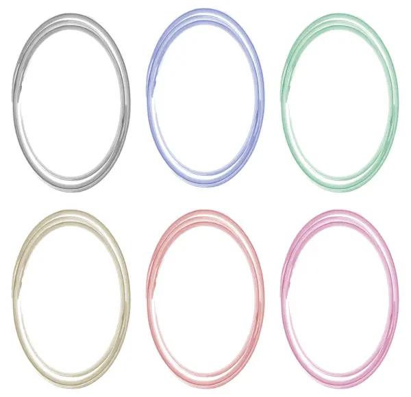 Beyaza izole edilmiş akrilik çerçeve seti. Oval çerçeveler vektörde. Metin, resim, fotoğraf için çerçeve