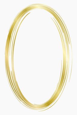 Altın metal oval çerçeve beyaza izole edilmiş. Fotoğraf için vektör çerçevesi. Metin, sertifika, resim, diploma çerçevesi