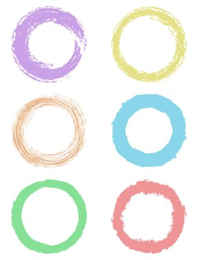 Renkli düğmeler. Tasarım için vektör grafik elementler. Yuvarlak düğmeler. Boyalı çerçeveler. Mühürle, mühürle