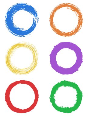 Renkli düğmeler. Tasarım için vektör grafik elementler. Yuvarlak düğmeler. Boyalı çerçeveler. Mühürle, mühürle