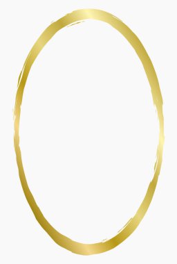 Altın metal oval çerçeve beyaza izole edilmiş. Fotoğraf için vektör çerçevesi. Metin, sertifika, resim, diploma çerçevesi