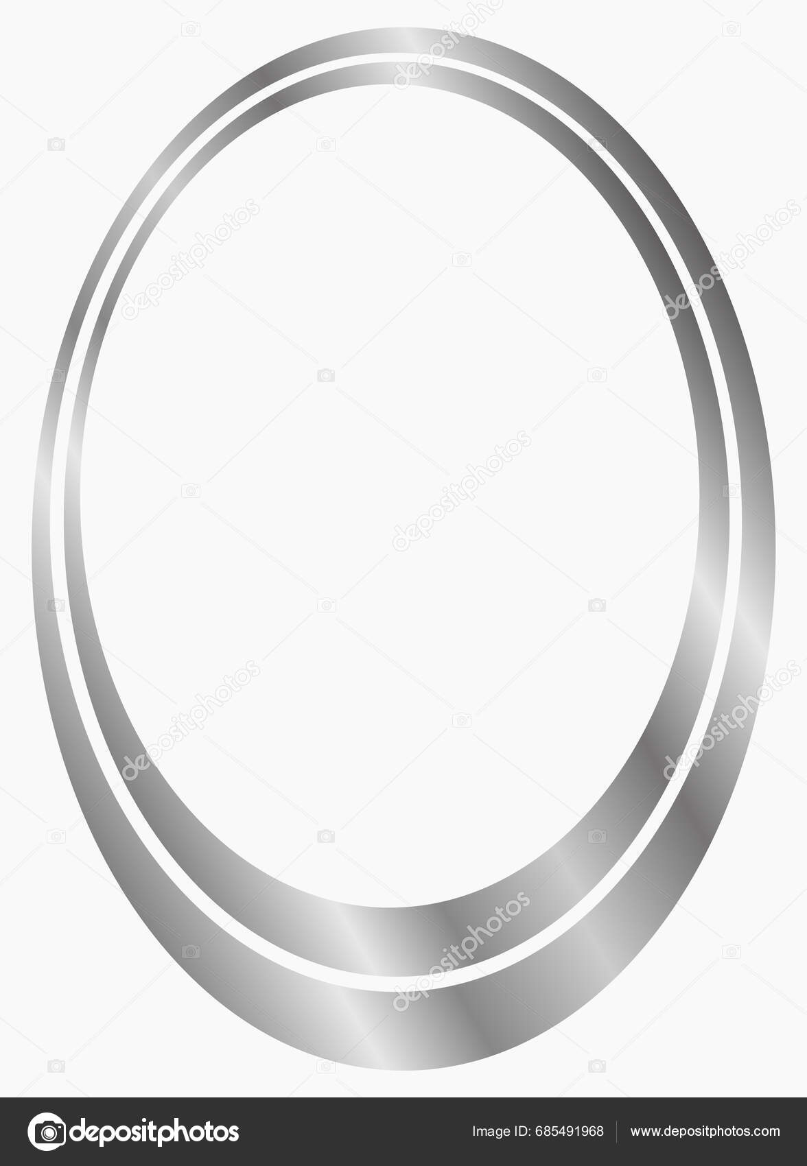 Silver Oval Metal Frame Isolated White Vector Frame Photo Frame Stock
