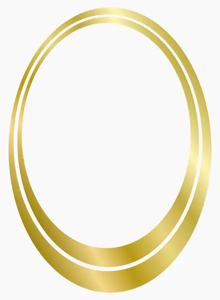 Altın metal oval çerçeve beyaza izole edilmiş. Fotoğraf için vektör çerçevesi. Mesaj, sertifika, resim, diploma çerçevesi. Yüzüklü çerçeve