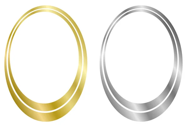 Altın ve gümüş çerçeveler. Vektör çerçevesi beyaza izole edildi. Mesaj, sertifika, resim, diploma, davetiye çerçevesi. Altın yüzük