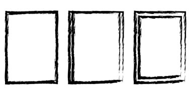 Siyah çerçeveler. Beyaz üzerine izole edilmiş vektör çerçeveleri. Mesaj, fotoğraf, kart, davetiye için çerçeve. Tasarım için vektör grafik elementler. Dikdörtgen çerçeveler