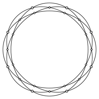 Siyah yuvarlak çerçeveli inciler. Tasarım için vektör illüstrasyonu. Mücevher, lüks, mücevher, elmas.