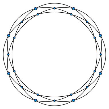 Mavi incili siyah yuvarlak çerçeve. Tasarım için vektör illüstrasyonu. Mücevher, lüks, mücevher, elmas.