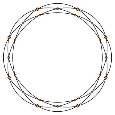 Turuncu incili siyah yuvarlak çerçeve. Tasarım için vektör illüstrasyonu. Mücevher, lüks, mücevher, elmas.