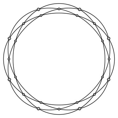 Siyah yuvarlak çerçeve ve gümüş inciler. Tasarım için vektör illüstrasyonu. Mücevher, lüks, mücevher, elmas.