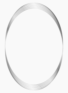 Gümüş oval metal çerçeve beyaza izole edilmiş. Fotoğraf için vektör çerçevesi. Metin, sertifika ve resimler için çerçeve