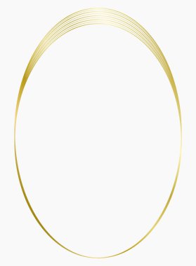 Altın metal oval çerçeve beyaza izole edilmiş. Fotoğraf için vektör çerçevesi. Metin, sertifika, resim, diploma çerçevesi