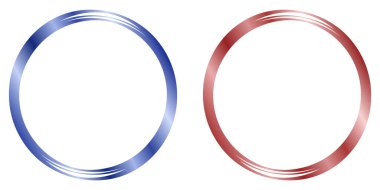 Kırmızı ve mavi metal çerçeveler. Vektör çerçevesi beyaza izole edildi. Metin, sertifika, resim, diploma, davet için çerçeve