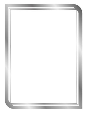 Gümüş metal çerçeve beyaza izole edilmiş. Metin, fotoğraf, sertifika, resim, diploma için vektör çerçevesi