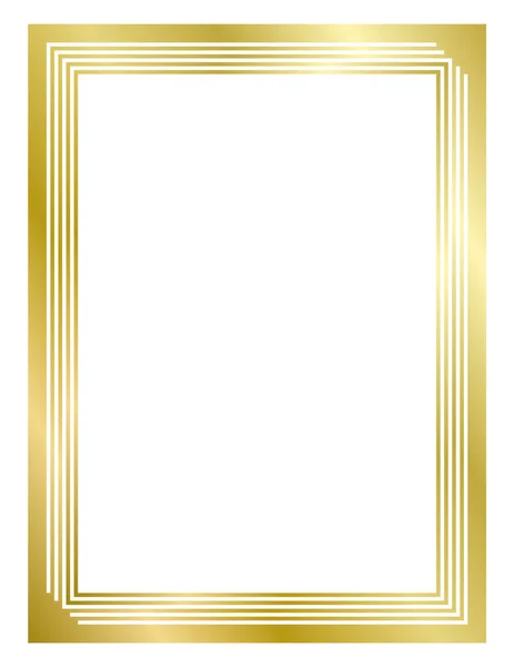 Altın metal çerçeve beyaza izole edilmiş. Metin, fotoğraf, sertifika, resim, diploma için vektör çerçevesi