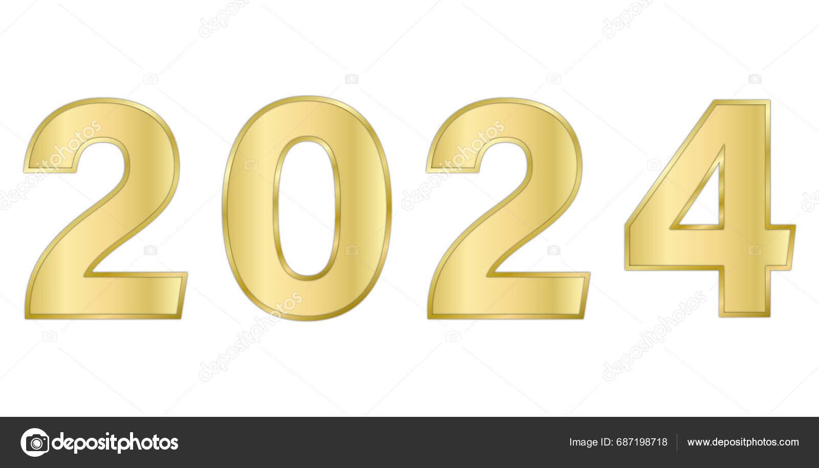 New Year 2024 Date New Year Vector Golden Numbers Gold Stock Vector by