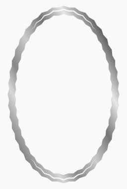 Gümüş metal oval çerçeve beyaza izole edilmiş. Fotoğraf için vektör çerçevesi. Mesaj, sertifika, resim, diploma çerçevesi. Dalgalı çerçeve. Altın, lüks