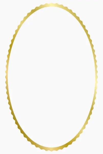 Altın metal oval çerçeve beyaza izole edilmiş. Fotoğraf için vektör çerçevesi. Mesaj, sertifika, resim, diploma çerçevesi. Dalgalı çerçeve. Altın, lüks