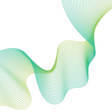 Çizgilerle soyut arkaplan. Dalgalı vektör arkaplanı. Müzik albümü, poster, kart, reklam için arka plan. Tasarım elementi beyazda izole edildi. Yeşil