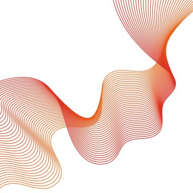 Çizgilerle soyut arkaplan. Dalgalı vektör arkaplanı. Müzik albümü, poster, kart, reklam için arka plan. Tasarım elementi beyazda izole edildi. Kırmızı