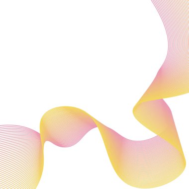 Çizgilerle soyut arkaplan. Dalgalı vektör arkaplanı. Müzik albümü, poster, kart, reklam için arka plan. Tasarım elementi beyazda izole edildi. Sarı ve pembe