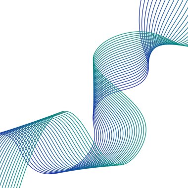 Çizgilerle soyut arkaplan. Dalgalı vektör arkaplanı. Müzik albümü, poster, kart, reklam için arka plan. Tasarım elementi beyazda izole edildi. Mavi