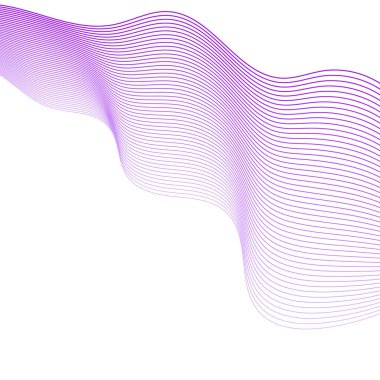 Çizgilerle soyut arkaplan. Dalgalı vektör arkaplanı. Müzik albümü, poster, kart, reklam için arka plan. Tasarım elementi beyazda izole edildi. Mor