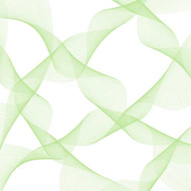 Çizgilerle soyut arkaplan. Dalgalı vektör arkaplanı. Müzik albümü, poster, kart, reklam için arka plan. Tasarım elementi beyazda izole edildi. Yeşil dalga