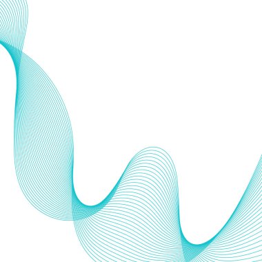 Çizgilerle soyut arkaplan. Dalgalı vektör arkaplanı. Müzik albümü, poster, kart, reklam için arka plan. Tasarım elementi beyazda izole edildi. Mavi, su, okyanus, deniz, nehir