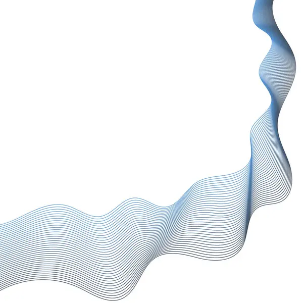 Çizgilerle soyut arkaplan. Dalgalı vektör arkaplanı. Müzik albümü, poster, kart, reklam için arka plan. Tasarım elementi beyazda izole edildi. Mavi