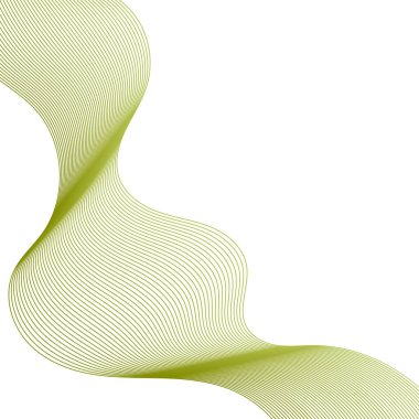 Çizgilerle soyut arkaplan. Dalgalı vektör arkaplanı. Müzik albümü, poster, kart, reklam için arka plan. Tasarım elementi beyazda izole edildi. Yeşil, eko, doğa