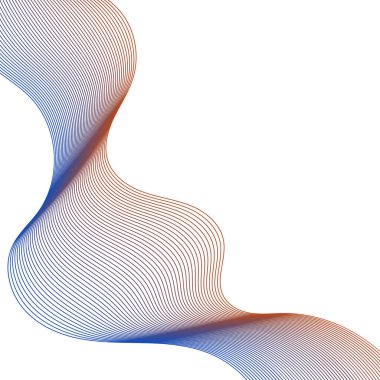 Çizgilerle soyut arkaplan. Dalgalı vektör arkaplanı. Müzik albümü, poster, kart, reklam için arka plan. Tasarım elementi beyazda izole edildi. Mavi ve kahverengi