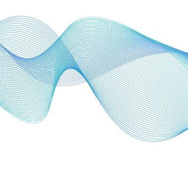 Çizgilerle soyut arkaplan. Dalgalı vektör arkaplanı. Müzik albümü, poster, kart, reklam için arka plan. Tasarım elementi beyazda izole edildi. Mavi, su, okyanus, deniz, nehir, göl