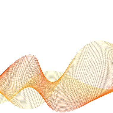 Çizgilerle soyut arkaplan. Dalgalı vektör arkaplanı. Müzik albümü, poster, kart, reklam için arka plan. Tasarım elementi beyazda izole edildi. Turuncu