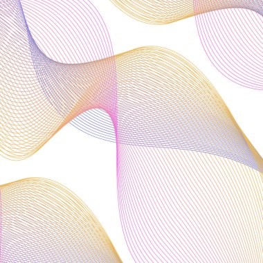 Çizgilerle soyut arkaplan. Dalgalı vektör arkaplanı. Müzik albümü, poster, kart, reklam için arka plan. Tasarım elementi beyazda izole edildi. Renkli