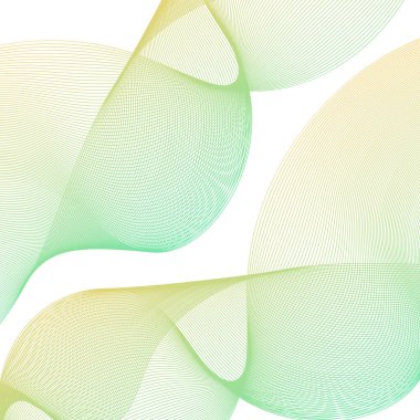 Çizgilerle soyut arkaplan. Dalgalı vektör arkaplanı. Müzik albümü, poster, kart, reklam için arka plan. Tasarım elementi beyazda izole edildi. Yeşil, eko, doğa