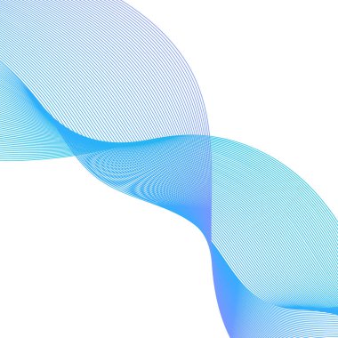 Çizgilerle soyut arkaplan. Dalgalı vektör arkaplanı. Müzik albümü, poster, kart, reklam için arka plan. Tasarım elementi beyazda izole edildi. Mavi, su, okyanus, deniz, nehir, göl