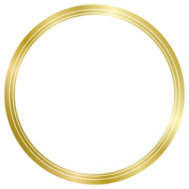 Altın yuvarlak metal çerçeve beyaza izole edilmiş. Fotoğraf için vektör çerçevesi. Mesaj, sertifika, resim, diploma çerçevesi. Lüks, altın, düğün, kutlama