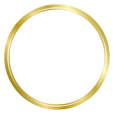 Altın yuvarlak metal çerçeve beyaza izole edilmiş. Fotoğraf için vektör çerçevesi. Mesaj, sertifika, resim, diploma çerçevesi. Lüks, altın, düğün, kutlama