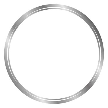 Beyaza izole edilmiş gümüş yuvarlak metal çerçeve. Fotoğraf için vektör çerçevesi. Metin, sertifika, resim, diploma çerçevesi