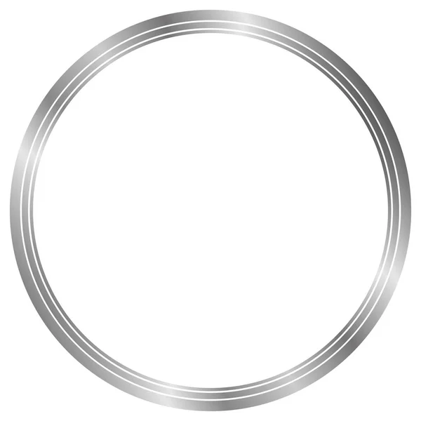 Beyaza izole edilmiş gümüş yuvarlak metal çerçeve. Fotoğraf için vektör çerçevesi. Metin, sertifika, resim, diploma çerçevesi