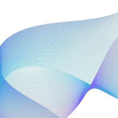 Çizgilerle soyut arkaplan. Dalgalı vektör arkaplanı. Müzik albümü, poster, kart, reklam için arka plan. Tasarım elementi beyazda izole edildi. Mavi, su, okyanus, deniz, nehir, göl. Kış, tatil 