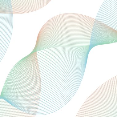 Çizgilerle soyut arkaplan. Dalgalı vektör arkaplanı. Müzik albümü, poster, kart, reklam için arka plan. Tasarım elementi beyazda izole edildi. Renkli