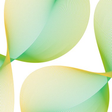 Çizgilerle soyut arkaplan. Dalgalı vektör arkaplanı. Müzik albümü, poster, kart, reklam için arka plan. Tasarım elementi beyazda izole edildi. Yeşil, eko, doğa