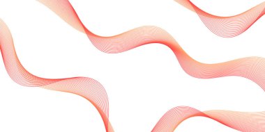 Pankart dalgalarıyla soyut arkaplan. Orta boy pankart. Çizgileri olan vektör arkaplanı. Tasarım elementi beyazda izole edildi. Kırmızı ve turuncu renkler