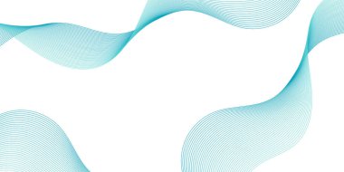 Pankart dalgalarıyla soyut arkaplan. Orta boy pankart. Çizgileri olan vektör arkaplanı. Tasarım elementi beyazda izole edildi. Mavi renkler