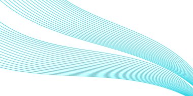 Pankart dalgalarıyla soyut arkaplan. Orta boy pankart. Çizgileri olan vektör arkaplanı. Tasarım elementi beyazda izole edildi. Mavi renkler. Okyanus, deniz, su