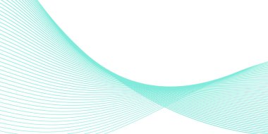 Pankart dalgalarıyla soyut arkaplan. Orta boy pankart. Çizgileri olan vektör arkaplanı. Tasarım elementi beyazda izole edildi. Mavi renkler. Okyanus, deniz, su