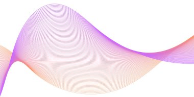 Pankart dalgalarıyla soyut arkaplan. Orta boy pankart. Çizgileri olan vektör arkaplanı. Tasarım elementi beyazda izole edildi. Turuncu ve pembe renkler