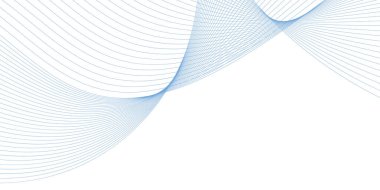 Pankart dalgalarıyla soyut arkaplan. Orta boy pankart. Çizgileri olan vektör arkaplanı. Tasarım elementi beyazda izole edildi. Mavi renkler. Okyanus, deniz, su